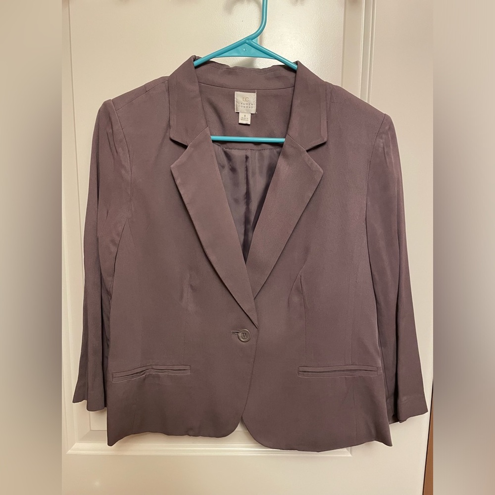 Lauren Conrad Gray/Purple 3/4 Length Blazer Size 8